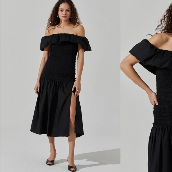 Astr the label black off the shoulder ruffle maxi dress - Picture 1 of 12